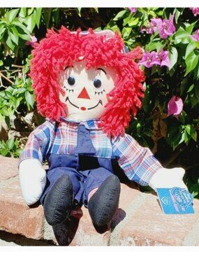 Vintage Raggedy Andy Rag Doll Red Yarn Raggedy Ann Collectors 80th Anniversary